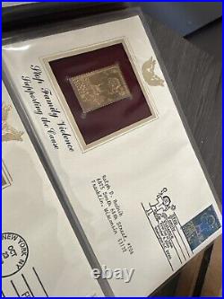 Golden Replicas Of United States Stamps Album M & Proof Replicas 22 Kt Gold NEW