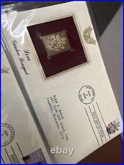 Golden Replicas Of United States Stamps Album M & Proof Replicas 22 Kt Gold NEW