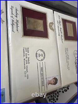 Golden Replicas Of United States Stamps Album M & Proof Replicas 22 Kt Gold NEW