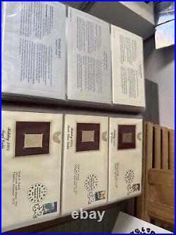 Golden Replicas Of United States Stamps Album O & Proof Replicas 22 kt Gold NEW
