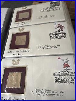 Golden Replicas Of United States Stamps Album O & Proof Replicas 22 kt Gold NEW