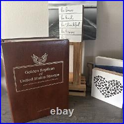 Golden Replicas Of United States Stamps In Album B & 22 Karat Gold Proofs NEW