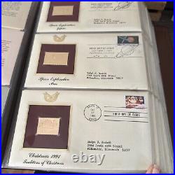 Golden Replicas Of United States Stamps In Album B & 22 Karat Gold Proofs NEW