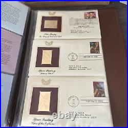 Golden Replicas Of United States Stamps In Album B & 22 Karat Gold Proofs NEW