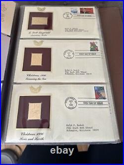 Golden Replicas Of United States Stamps In Album E & 22 Karat Gold Proofs NEW