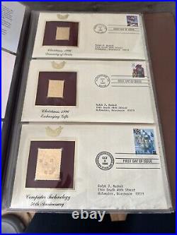 Golden Replicas Of United States Stamps In Album E & 22 Karat Gold Proofs NEW