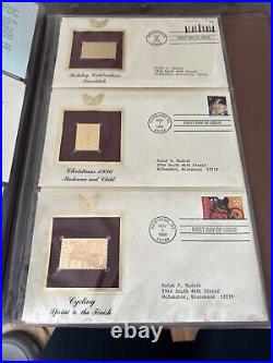 Golden Replicas Of United States Stamps In Album E & 22 Karat Gold Proofs NEW