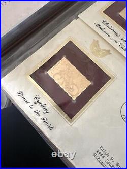 Golden Replicas Of United States Stamps In Album E & 22 Karat Gold Proofs NEW