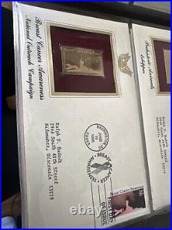 Golden Replicas Of United States Stamps In Album E & 22 Karat Gold Proofs NEW