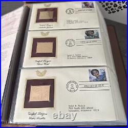 Golden Replicas Of United States Stamps In Album H & Proofs Of 22 Karat Gold NEW