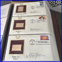 Golden Replicas Of United States Stamps In Album H & Proofs Of 22 Karat Gold NEW