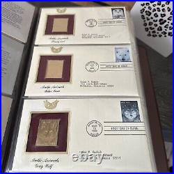 Golden Replicas Of United States Stamps In Album H & Proofs Of 22 Karat Gold NEW