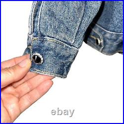 Guess Womens Jacket Blue Size Medium Unisex Vintage Upcycled Denim Cotton Lace