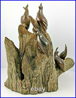 Hand Crafted Ironwood Quail Sculpture