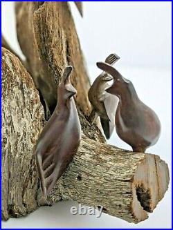 Hand Crafted Ironwood Quail Sculpture