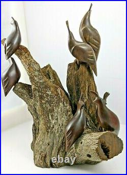 Hand Crafted Ironwood Quail Sculpture