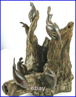 Hand Crafted Ironwood Quail Sculpture