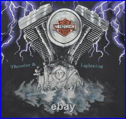 Harley-Davidson Men's XL Thunder Lightning All Over Print Vintage 90s T-Shirt