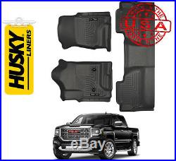 Husky Liners Weatherbeater 2014-2018 Silverado Sierra Crew Cab Floor Mats BLACK