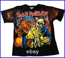 Insane Vintage 90's Iron Maiden All Over Print Metal Band T Shirt Size XL