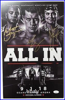 JSA ALL IN 2018 EVENT POSTER AUTOGRAPHED Signed Young Bucks & Cody Rhodes AEW