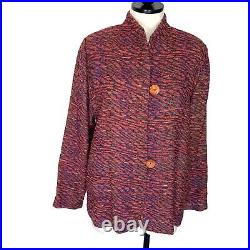 Joyce Wilkerson Woven Art To Wear Jacket Womens Size Medium M Made In USA Orange