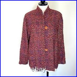 Joyce Wilkerson Woven Art To Wear Jacket Womens Size Medium M Made In USA Orange