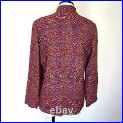 Joyce Wilkerson Woven Art To Wear Jacket Womens Size Medium M Made In USA Orange