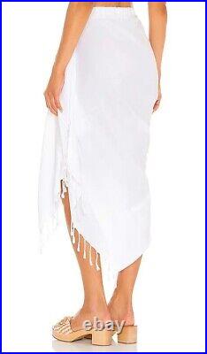 Just Bee Queen Women's Small Skirt White Cotton Ruffled Tulum High Low