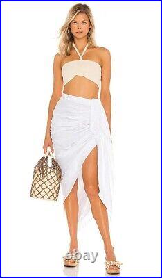 Just Bee Queen Women's Small Skirt White Cotton Ruffled Tulum High Low