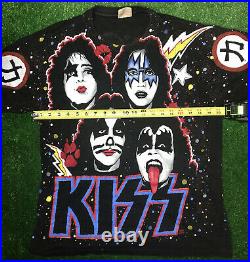 KISS Rare Vintage Early 90's All Over Graphic Print Single Stitch Band T Shirt