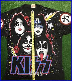 KISS Rare Vintage Early 90's All Over Graphic Print Single Stitch Band T Shirt