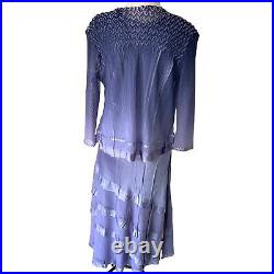 Komarov Womens Dress Jacket Set Size Medium Lavender Blue Ombre Made In USA