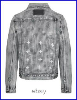 Ksubi Classic Denim Jacket Eratik Grey Medium Rrp £300.00