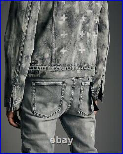 Ksubi Classic Denim Jacket Eratik Grey Medium Rrp £300.00