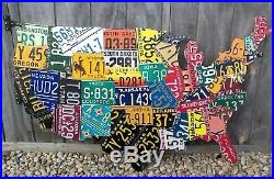 LARGE CUTOUT US LICENSE PLATE MAP- METAL WALL ART ALL 50 STATES! (Pub Bar Art)