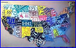 LARGE CUTOUT US LICENSE PLATE MAP- METAL WALL ART ALL 50 STATES! (Pub Bar Art)