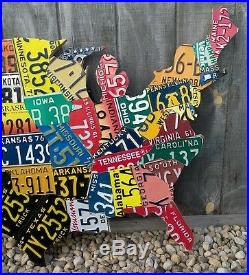 LARGE CUTOUT US LICENSE PLATE MAP- METAL WALL ART ALL 50 STATES! (Pub Bar Art)