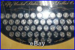 Large Framed Collection of All 50 State Quarters 51 BU Coins Total Used Frame