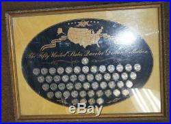 Large Framed Collection of All 50 State Quarters 51 BU Coins Total Used Frame