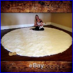 Large Round Shag Area Rug White Faux Fur Sheepskin Shabby Chic All Sizes