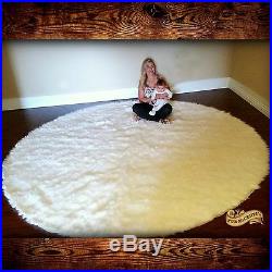 Large Round Shag Area Rug White Faux Fur Sheepskin Shabby Chic All Sizes