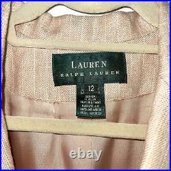 Lauren Ralph Lauren Womens Blazer Tan Size 12 Vintage Linen Button Made In USA