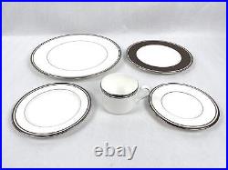 Lenox Federal Platinum Choco 5 Piece Dinner Set White Brown Classic Collection