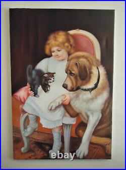 Lets be Friends 1901 24x 36 Oil Canvas PAINTING Ray Dicken a John Elsley