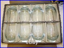 Libbey Roly Poly Tempo Juice Wine Glass Tumbler Aqua Blue Set / 16 with Boxes'70s