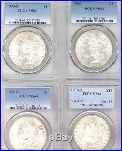 Lot of 12 Different Morgan Silver Dollars All PCGS MS 64 ONE OLD GREEN HOLDER