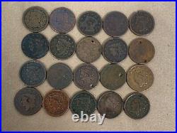 Lot of (20) Mixed Large Cents All Low Grade with issues