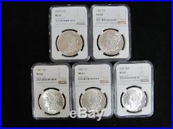 Lot of 20 Morgan Silver Dollars Different Dates and Mint Marks All NGC MS 62