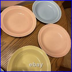 Lot of 7 LuRay Pastels yellow, pink, blue & Green 7 7/8 Rimmed Soup Bowl RARE